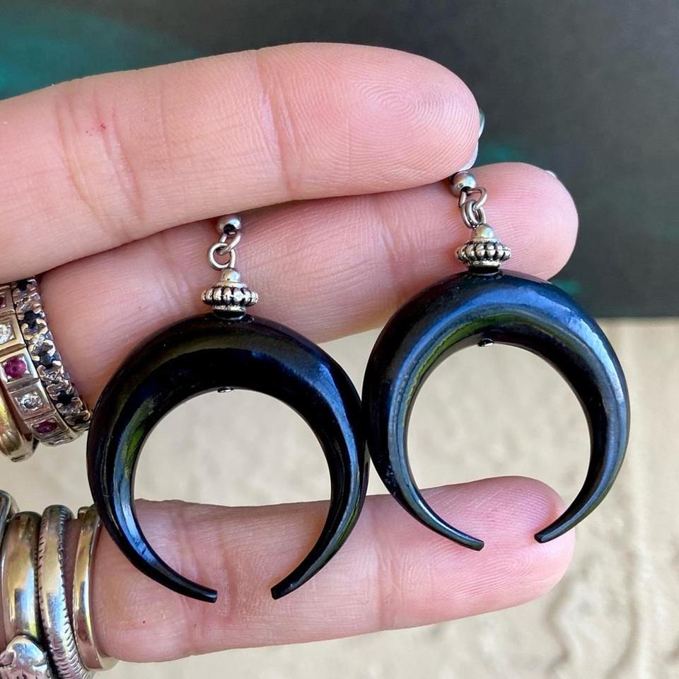 Handmade Dangly Earrings With Black