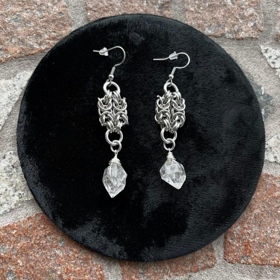 Handmade Herkimer Diamonds Maille Dangly F161 4