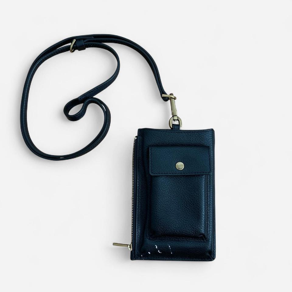 Black Leather Phone Pouch With B14a