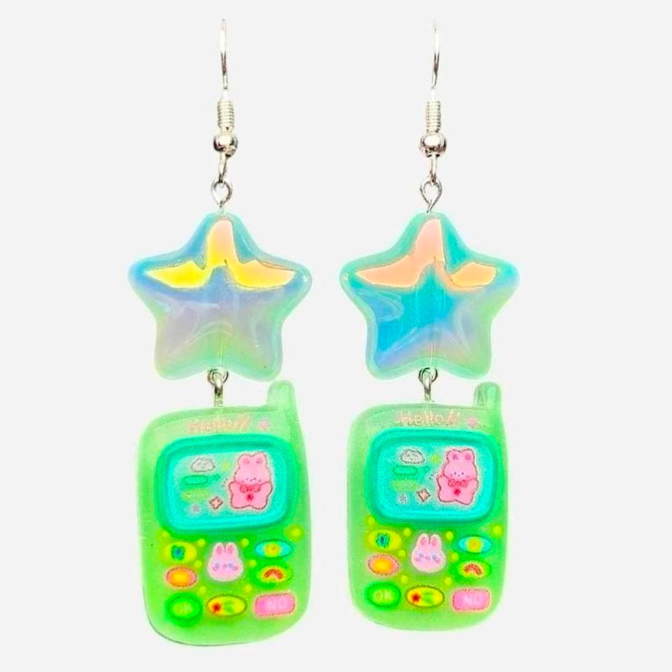 Pastel Green Phone Earrings With 6778 3