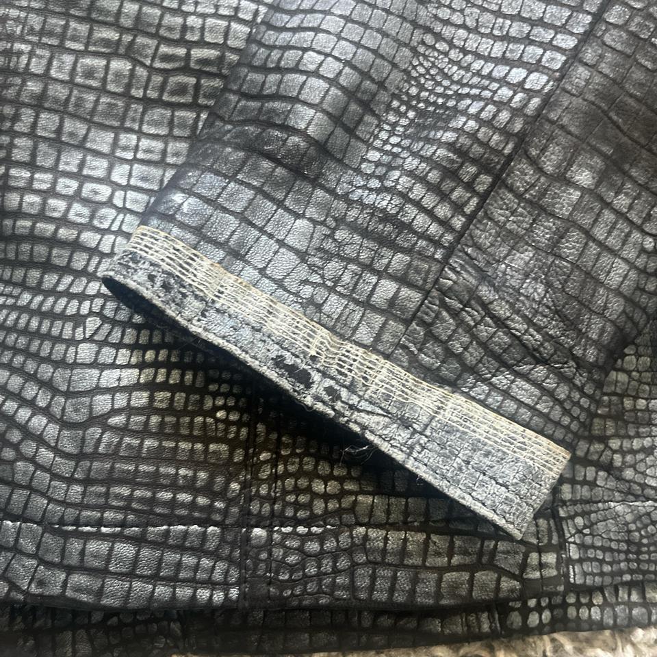 Blackish Grey Leather Jacket With 3