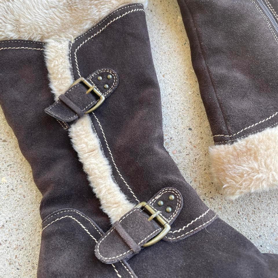 Vintage Y2k Brown Suede Mid Calf D577 2