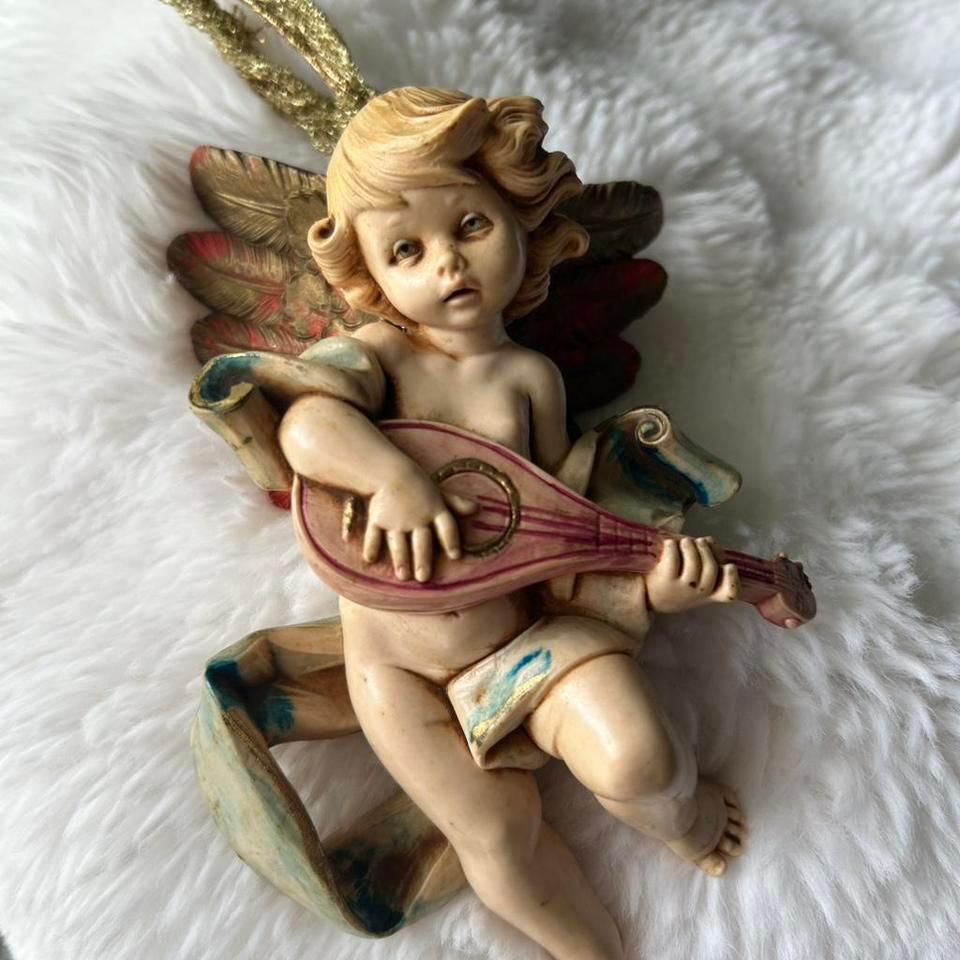 Vintage Angel Ornament Playing Lute 8ac2 2