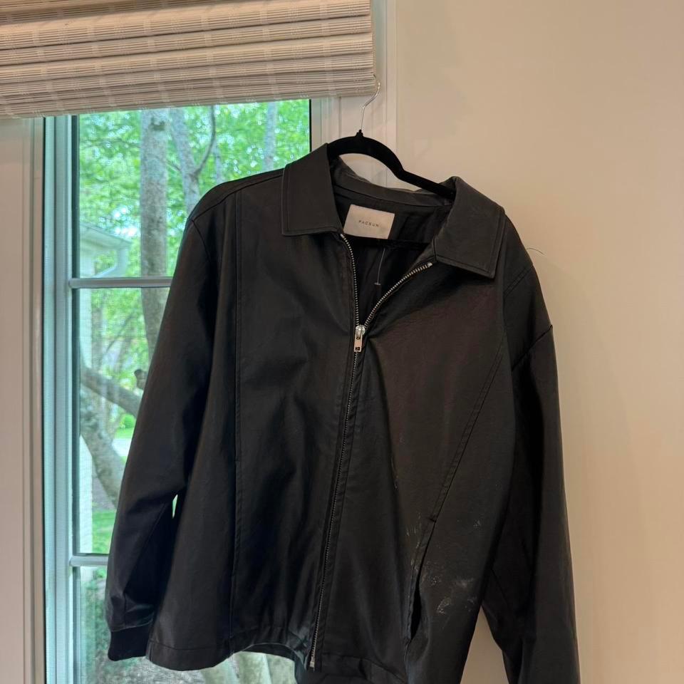 Oversized Black Leather Bomber Jacket Ebc2 2