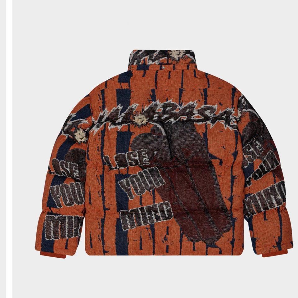 Threaded Thoughts Orange Red Tapestry Puffer