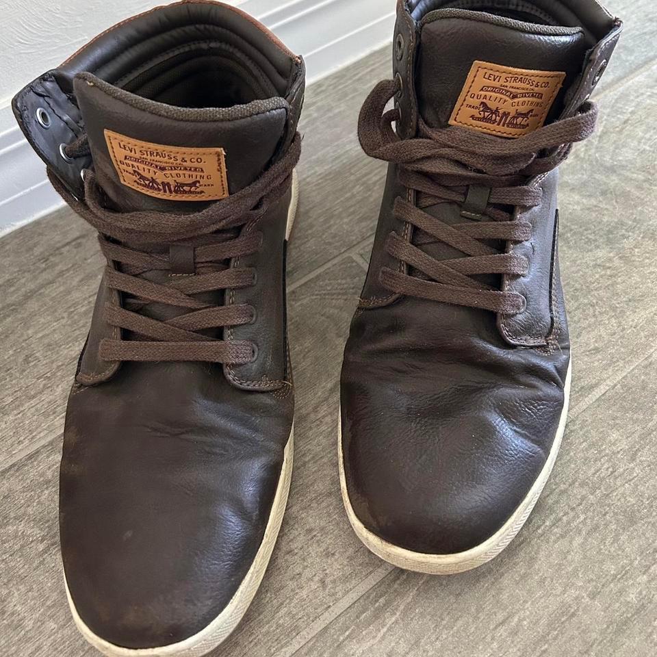 Brown Leather Levis High Top Sneakers 2