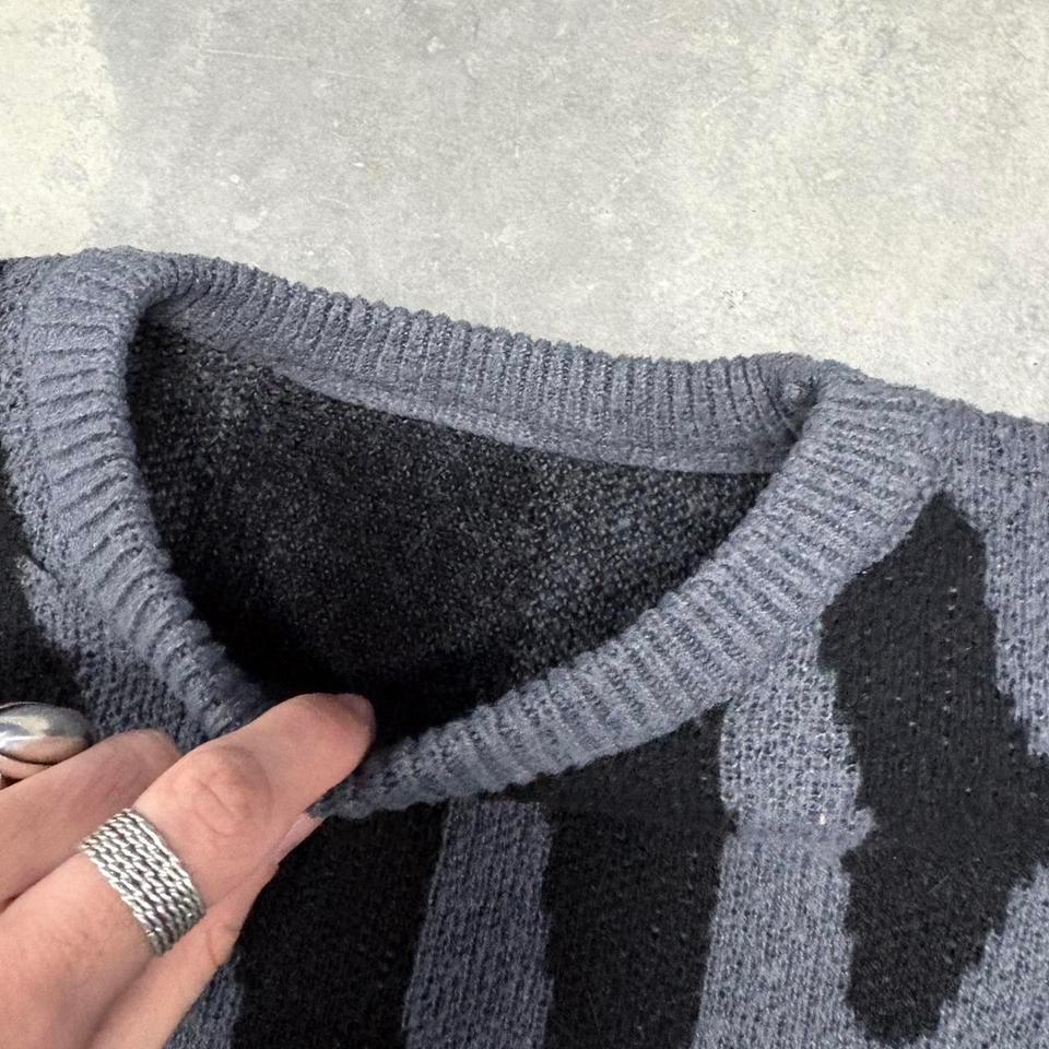 Pattern Knit Sweater Grey F836 2