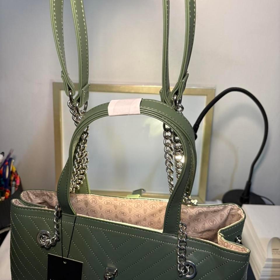London Fog Green Quilted Tote 7