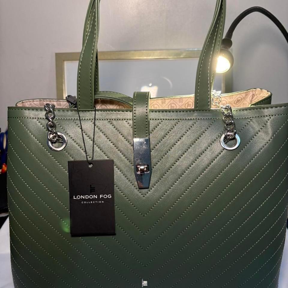 London Fog Green Quilted Tote