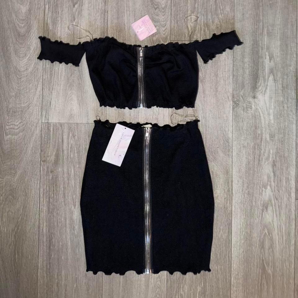 Black Off The Shoulder Zip