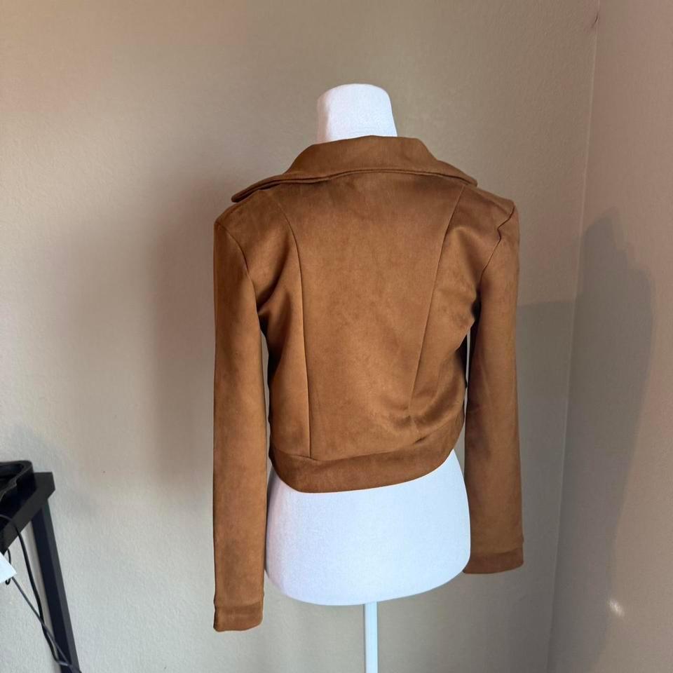 Brown Faux Suede Zip Up Jacket 3