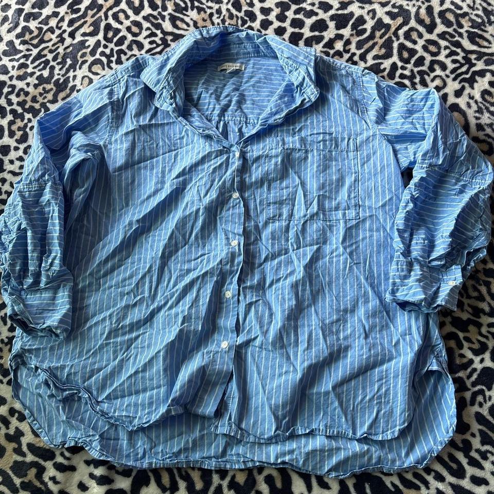 Blue And White Striped Button F758