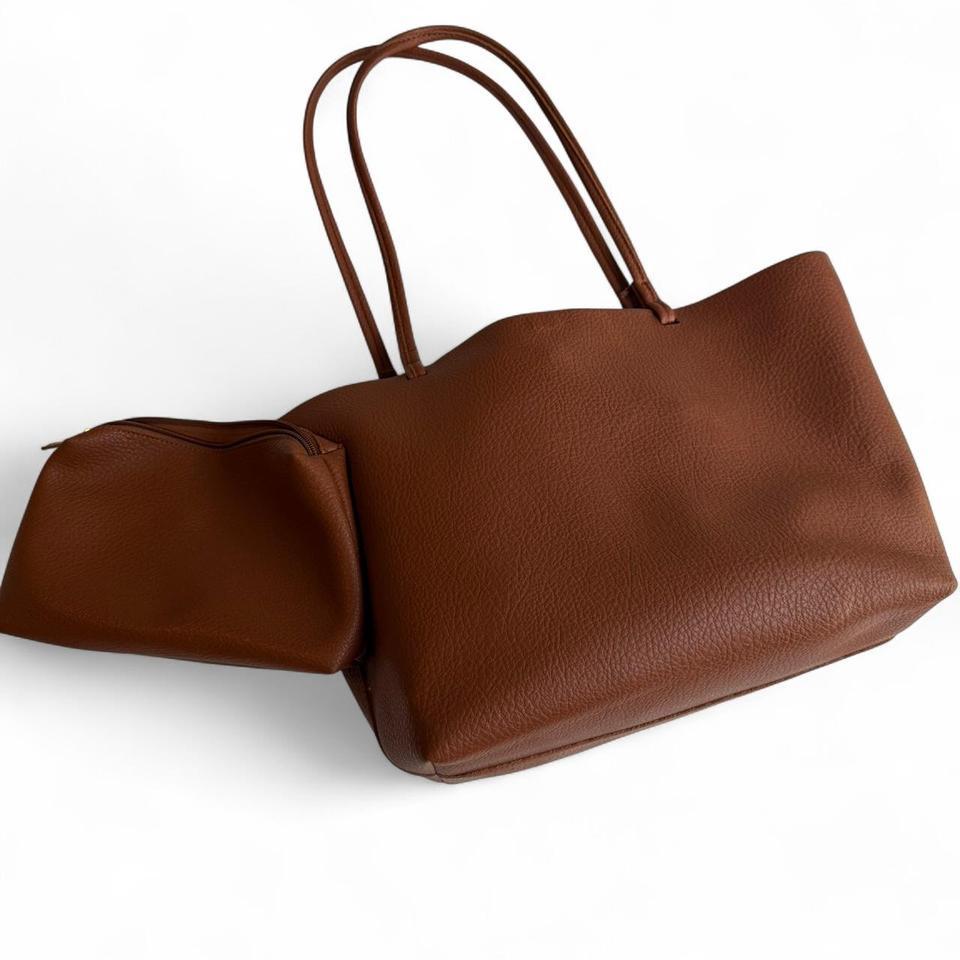 Brown Leather Work Tote Bag