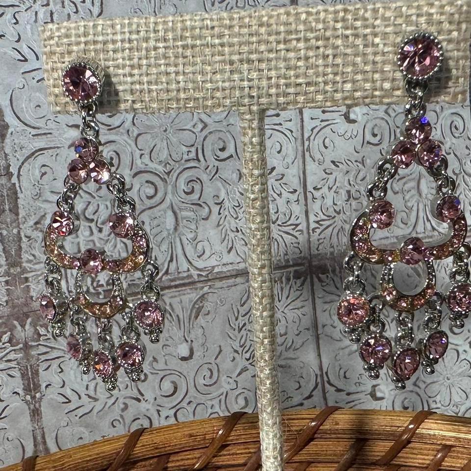 Crystal Dangle Pink Chandelier Formal 7