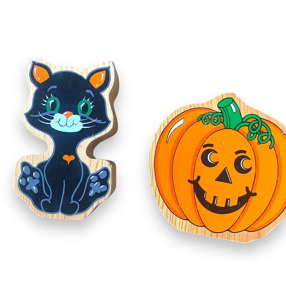 Vntg Halloween Decor Wood Cut 7