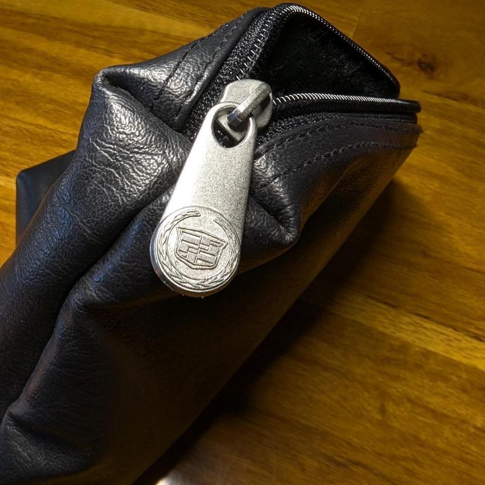 Black Leather Cadillac Logo Embroidery 2