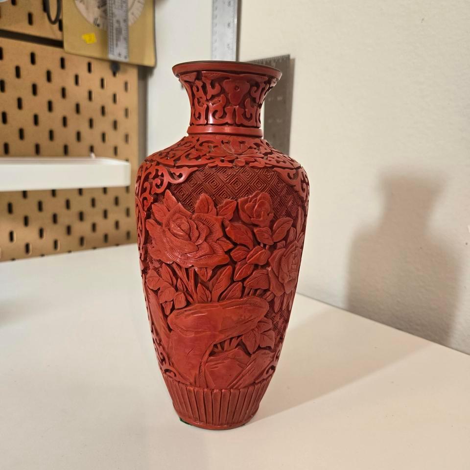 Vintage Chinese Hand Carved Red 2