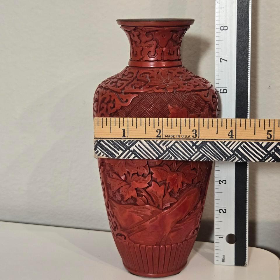 Vintage Chinese Hand Carved Red 4