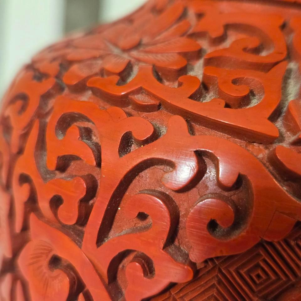 Vintage Chinese Hand Carved Red 5