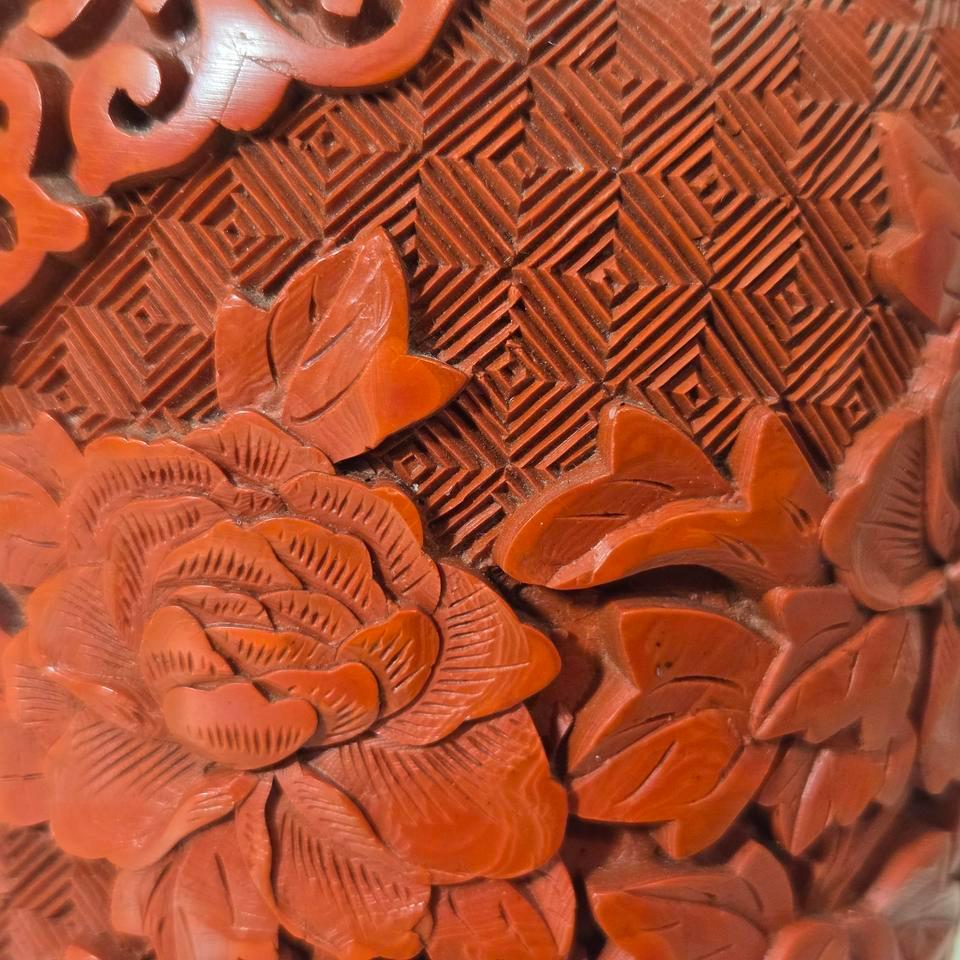 Vintage Chinese Hand Carved Red 6