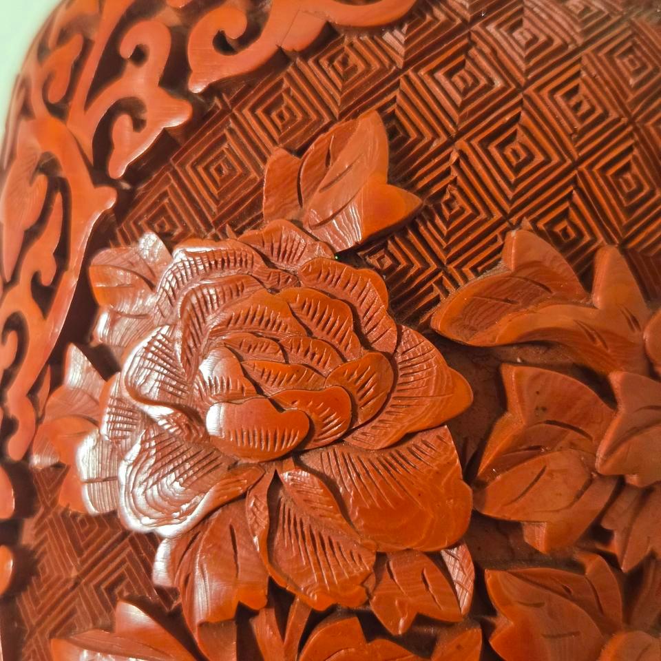 Vintage Chinese Hand Carved Red 7