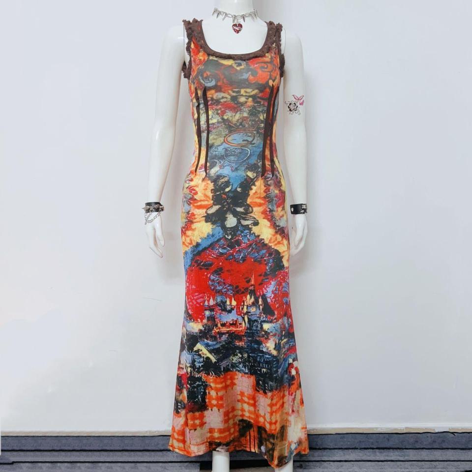 Y2k Printed Dress Grunge Dresswomens 4e80