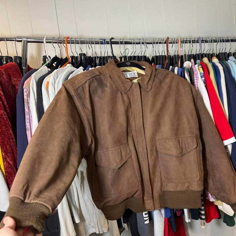 Brown Leather Bomber Jacket Size 8ece 2