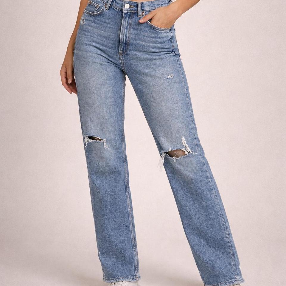 Zara Blue High Waisted Straight Leg Jeans 172a