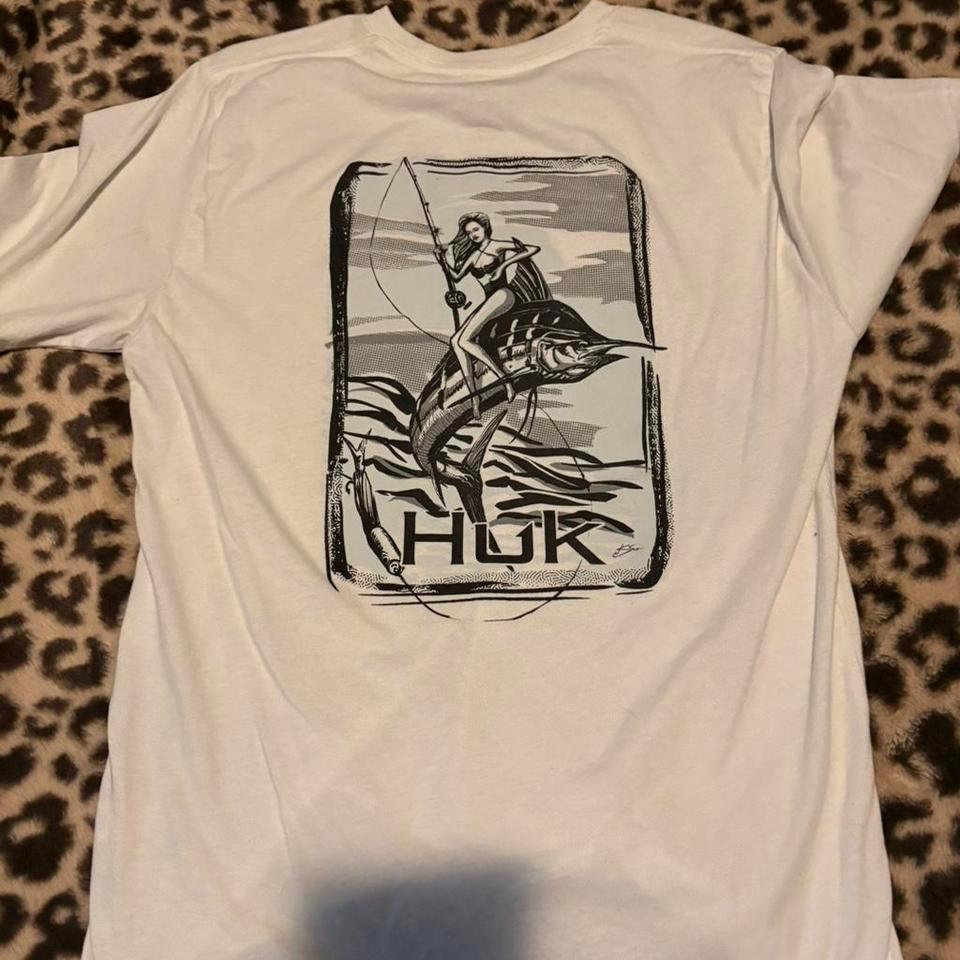 Huk White Fishing Tee Size 3c6a