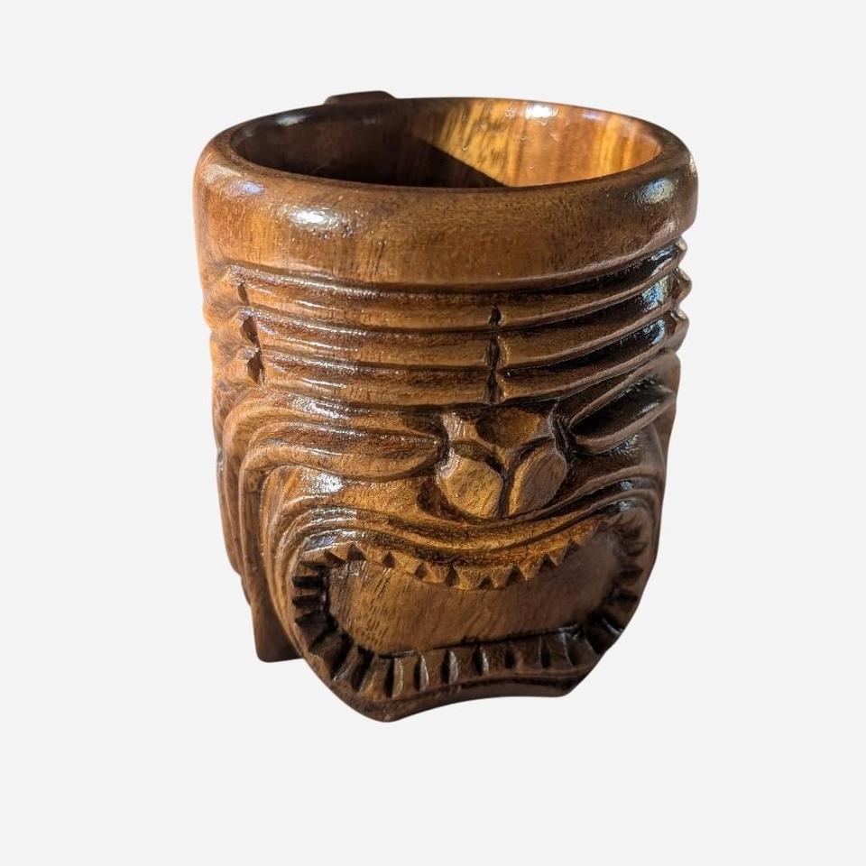 Vintage Monkeypod Wooden Hand Carved Tiki 2