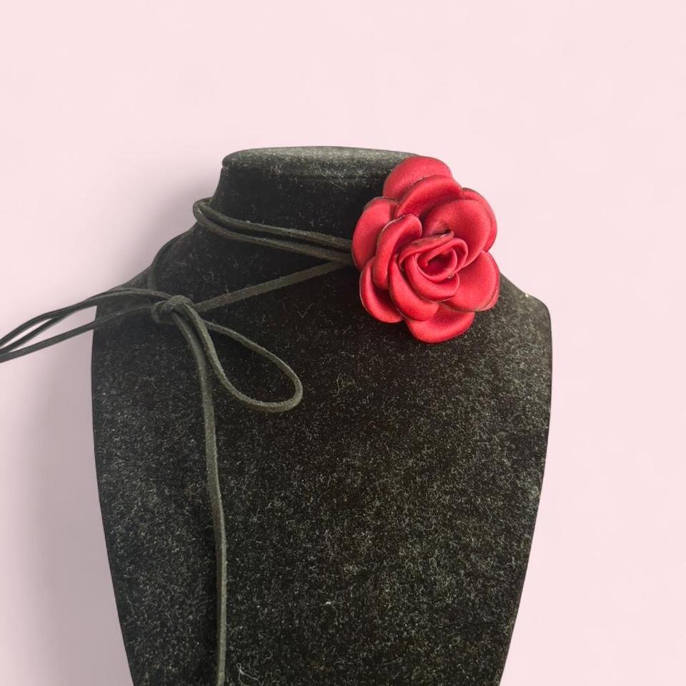 Red Rose Choker Necklace Fairycore 40a3