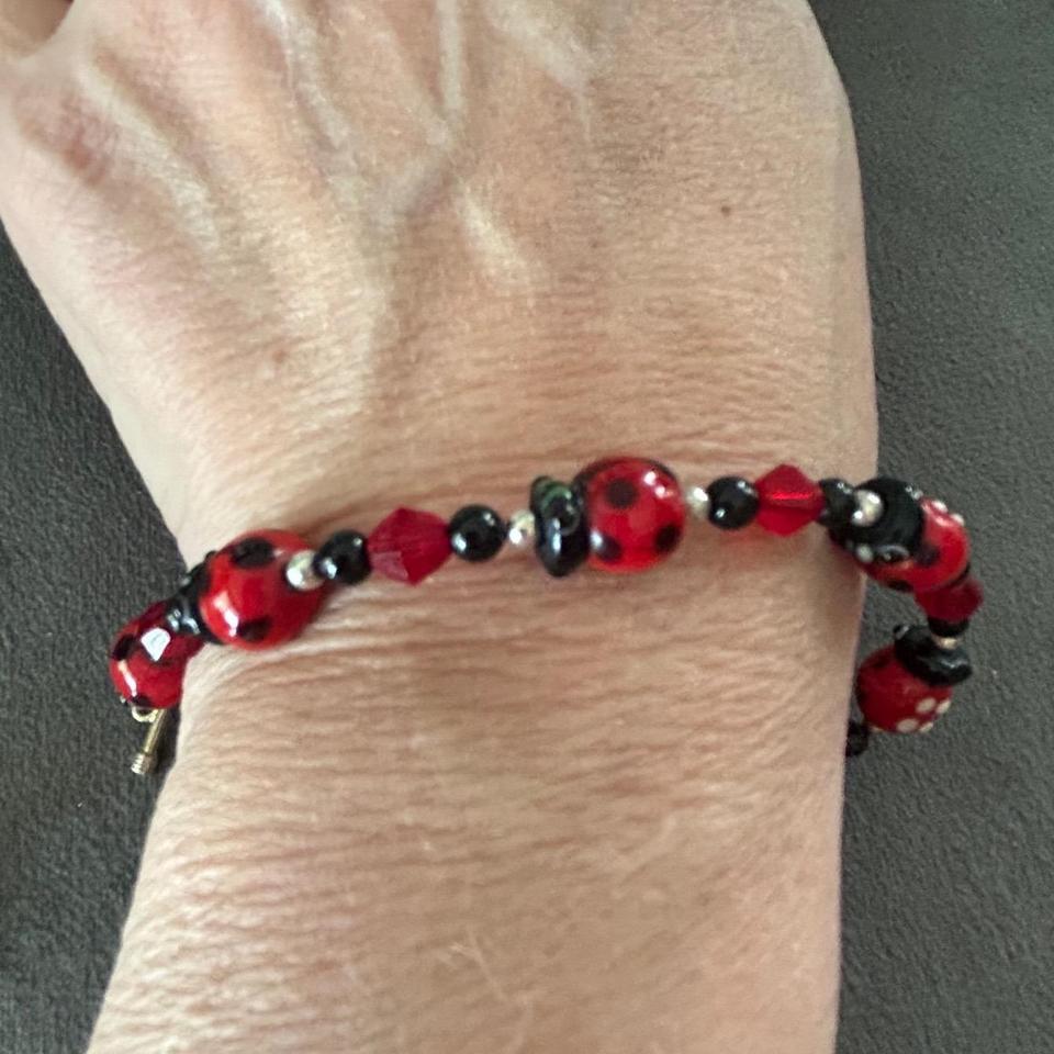 Ladybug Beaded Jewelry Set Red 257b 2