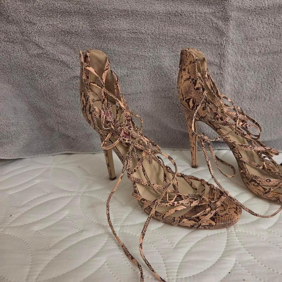 Tan Snake Print Lace Up E4a2