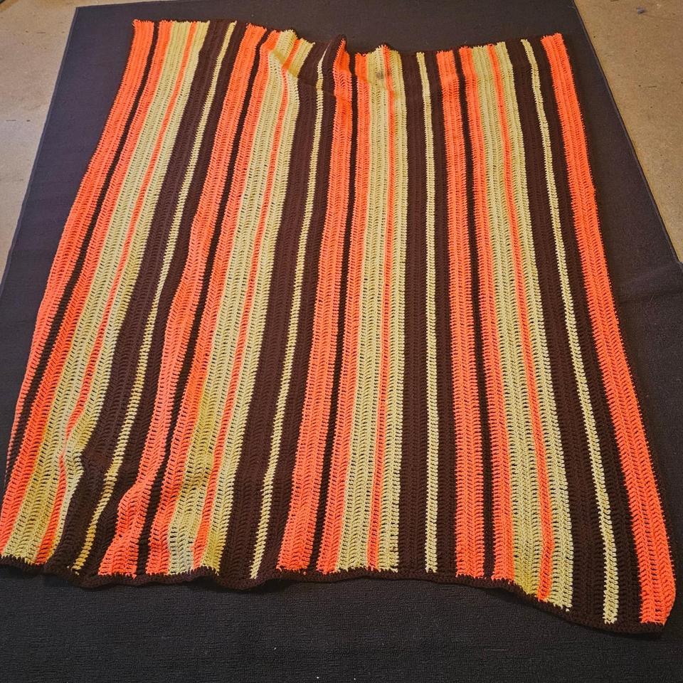 Handmade Crochet Throw Stripes Brown