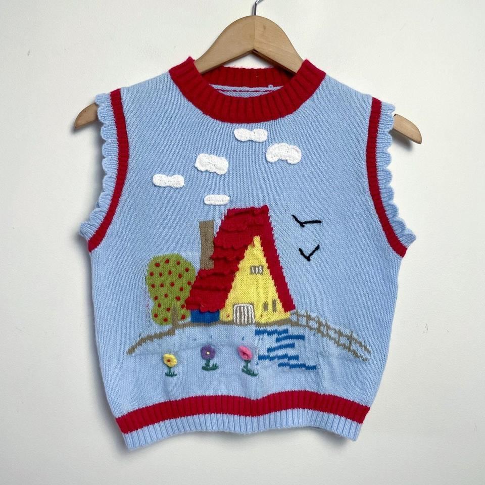 Cottagecore Cropped Sweater Vest Sz 6bd8