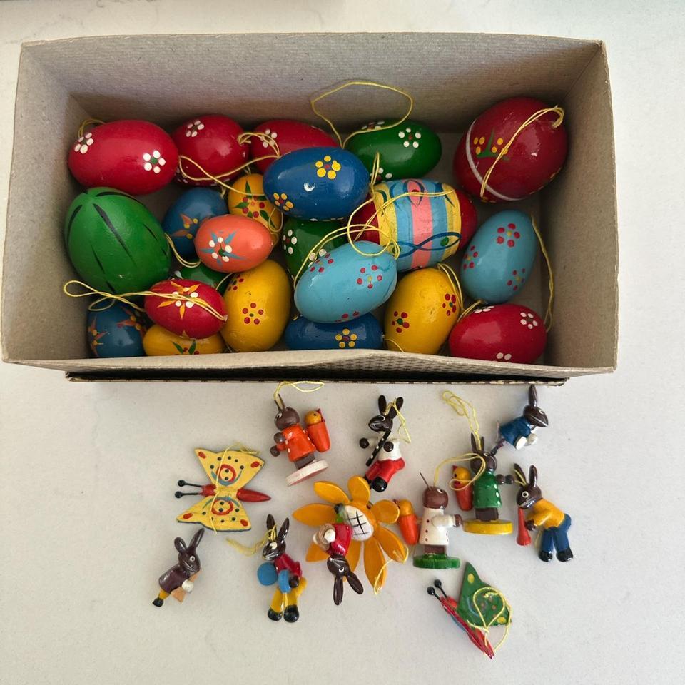 Vintage Wood Hand Painted Easter A9fa