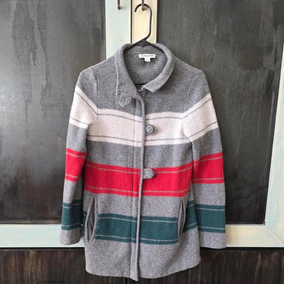 Pendleton Grey Striped Wool Coat 55c3
