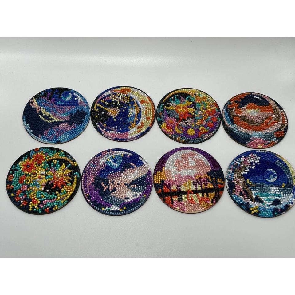 Handmade Rhinestone Coasters Moon Landscape