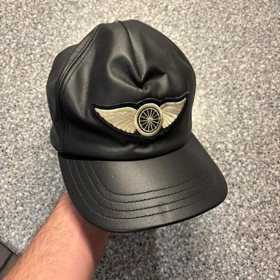 Vintage Black Leather Henschel Cap