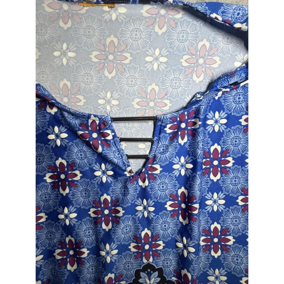 Beautiful Blue Floral Tunic Style Top 81cd 3