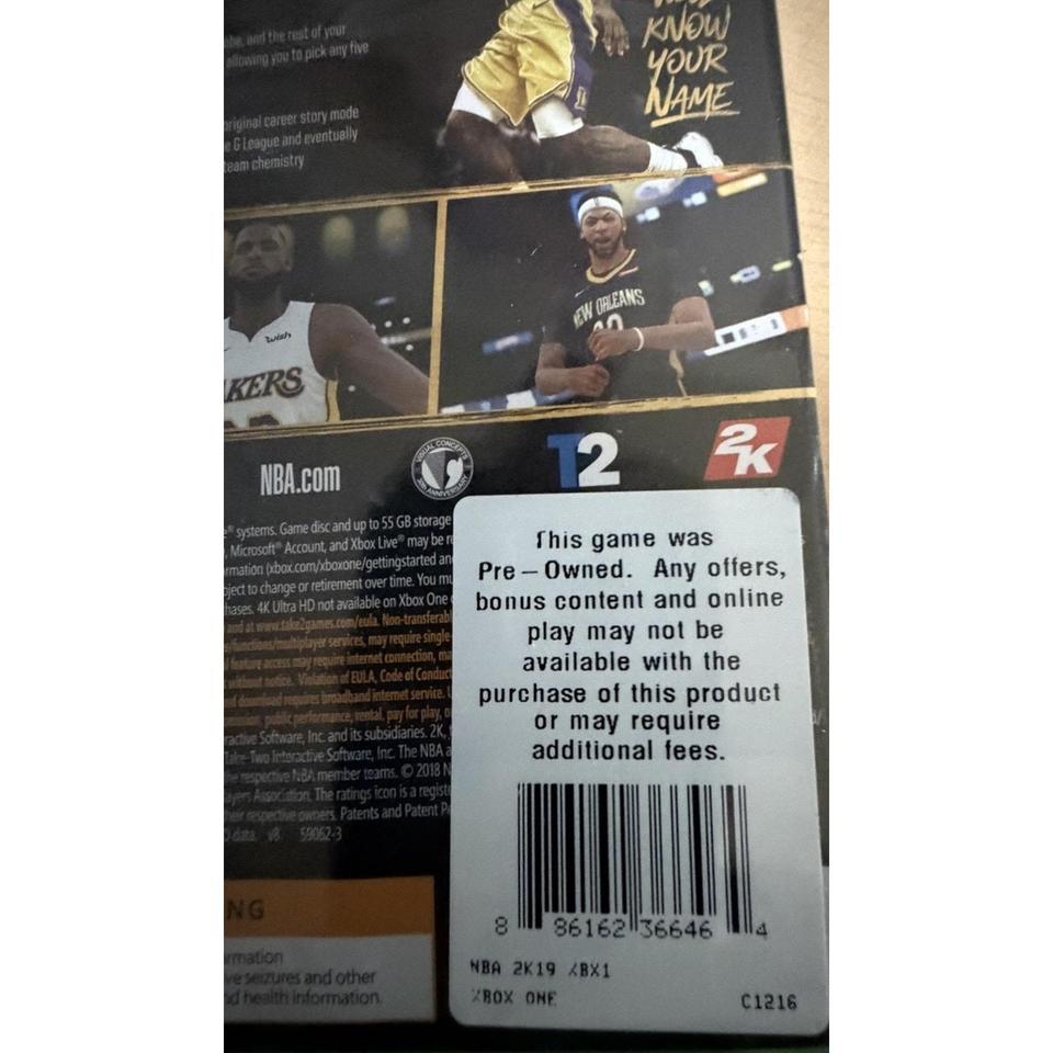 Pre Owned Nba 2k19 20th B126 3