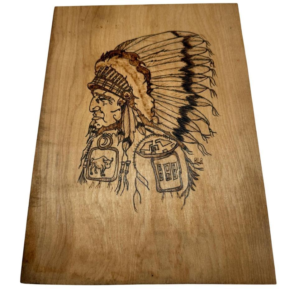 Vintage Rlb Signed Wood Burned E61f