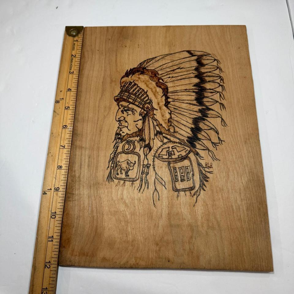 Vintage Rlb Signed Wood Burned E61f 2