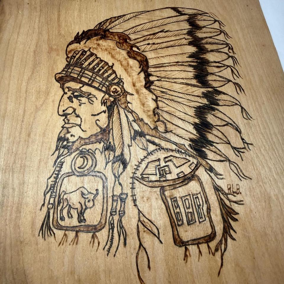 Vintage Rlb Signed Wood Burned E61f 4