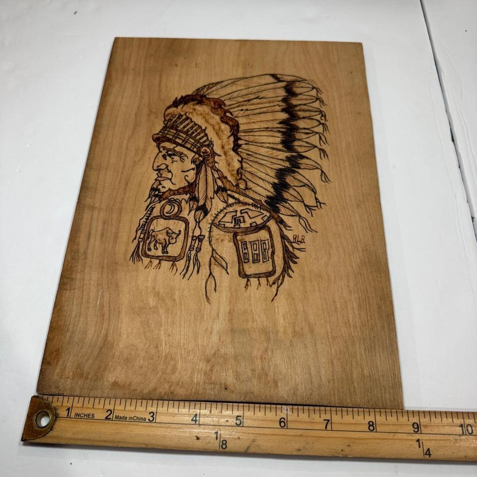 Vintage Rlb Signed Wood Burned E61f 3