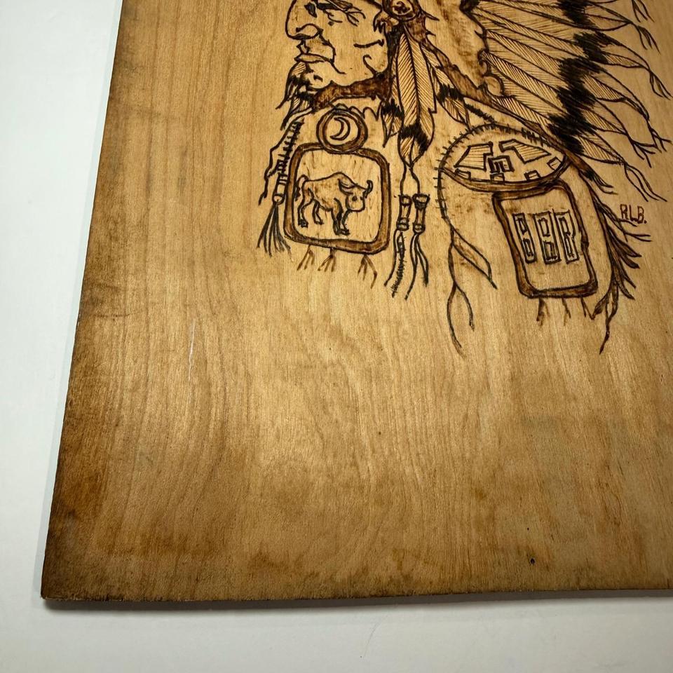 Vintage Rlb Signed Wood Burned E61f 6