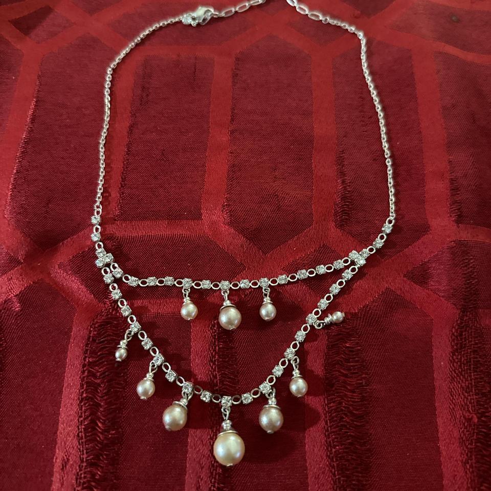 Silver And Pearl Necklace Set Ef6d