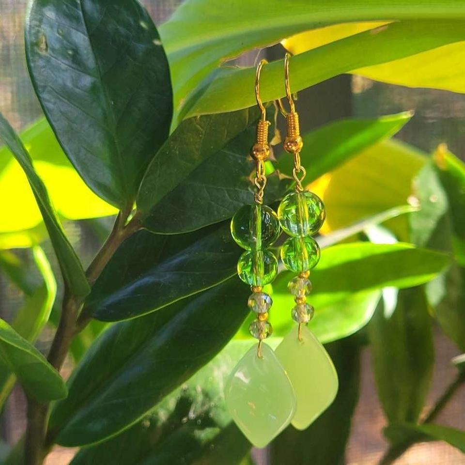 Green And Gold Glass Beaded