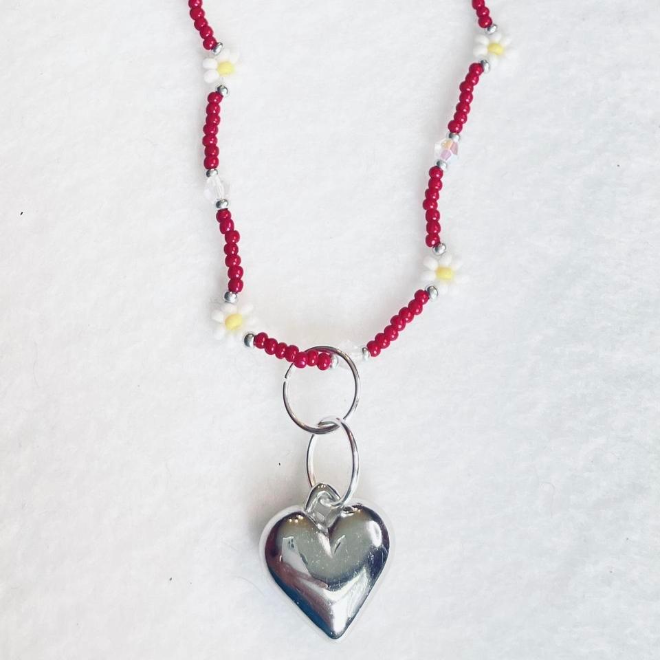 Necklace Choker Red Maroon White