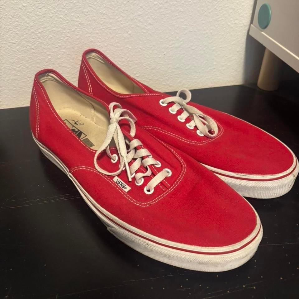 Red Vans Authentic Canvas Trainers